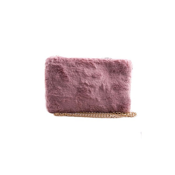 Faux Fur Clutch Shoulder Bag