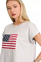 Zenana Round Neck Short Sleeve American Flag T-Shirt