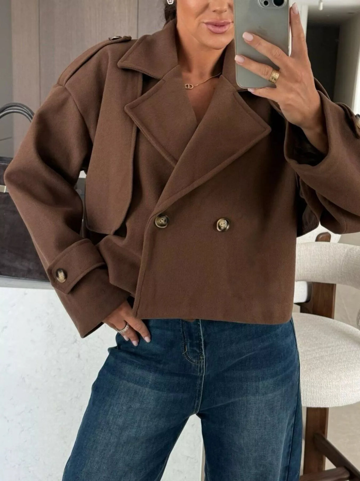 Double-Breasted Cropped Outerwear