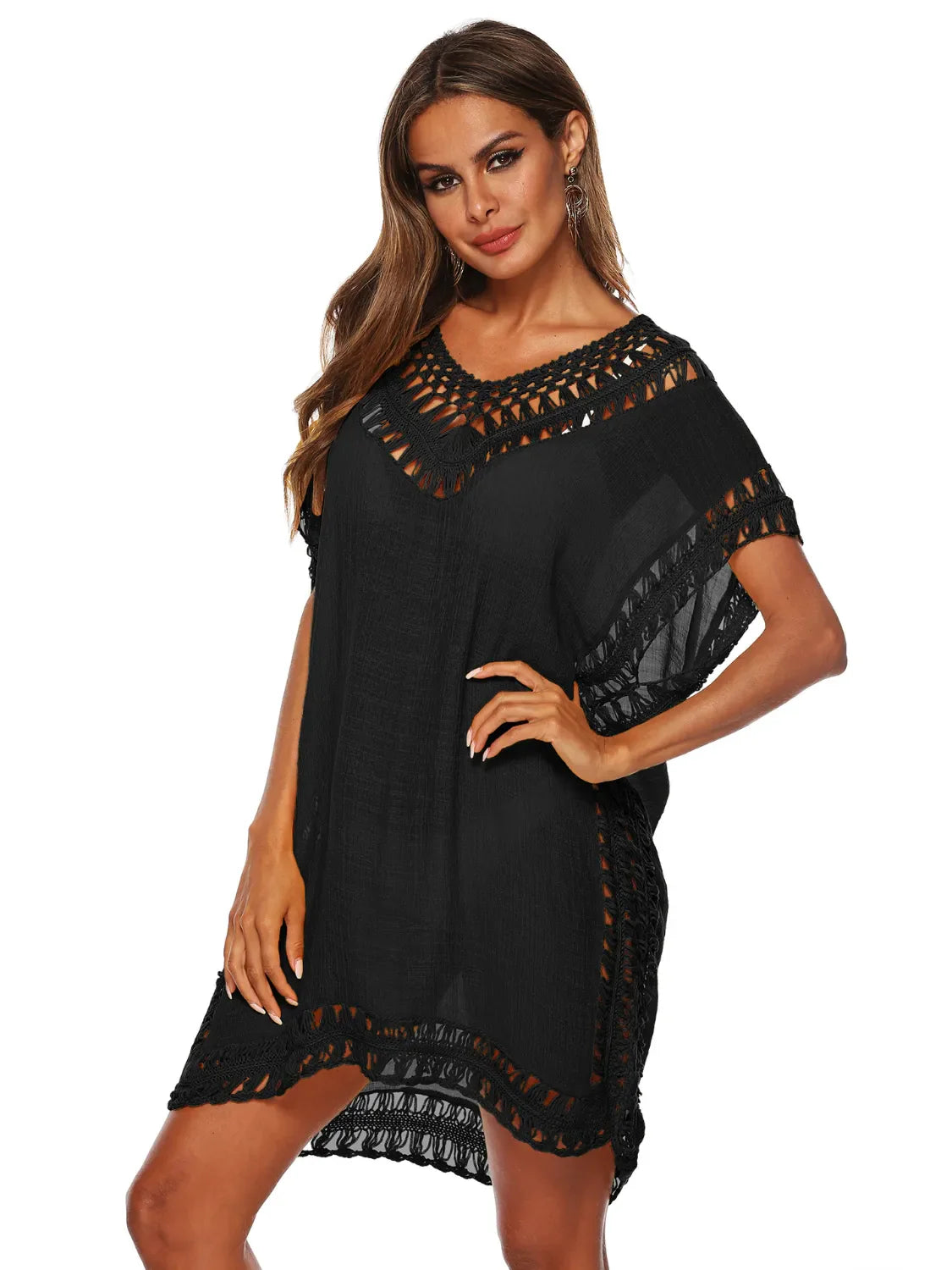 Bohemian Crochet Trim Beach Cover Up Dress