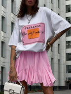 Elastic Waist Ruffled Hem Skirt