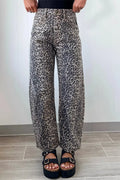 Leopard Print High Waist Barrel Jeans