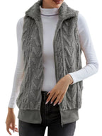 Full Size Cozy Faux Fur Zip-Up Vest Coat Plus Size