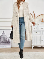 Cozy Hooded Button Up Longline Outerwear