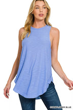 Zenana Curved Hem Slub Tunic Tank
