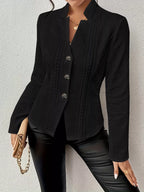 Textured Knit Button-Front Blazer