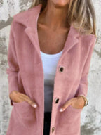 Full Size Button-Down Long Sleeve Longline Coat Plus Size