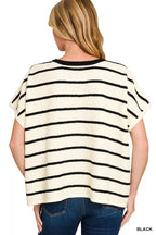 Zenana Striped Oversize Sweater Top
