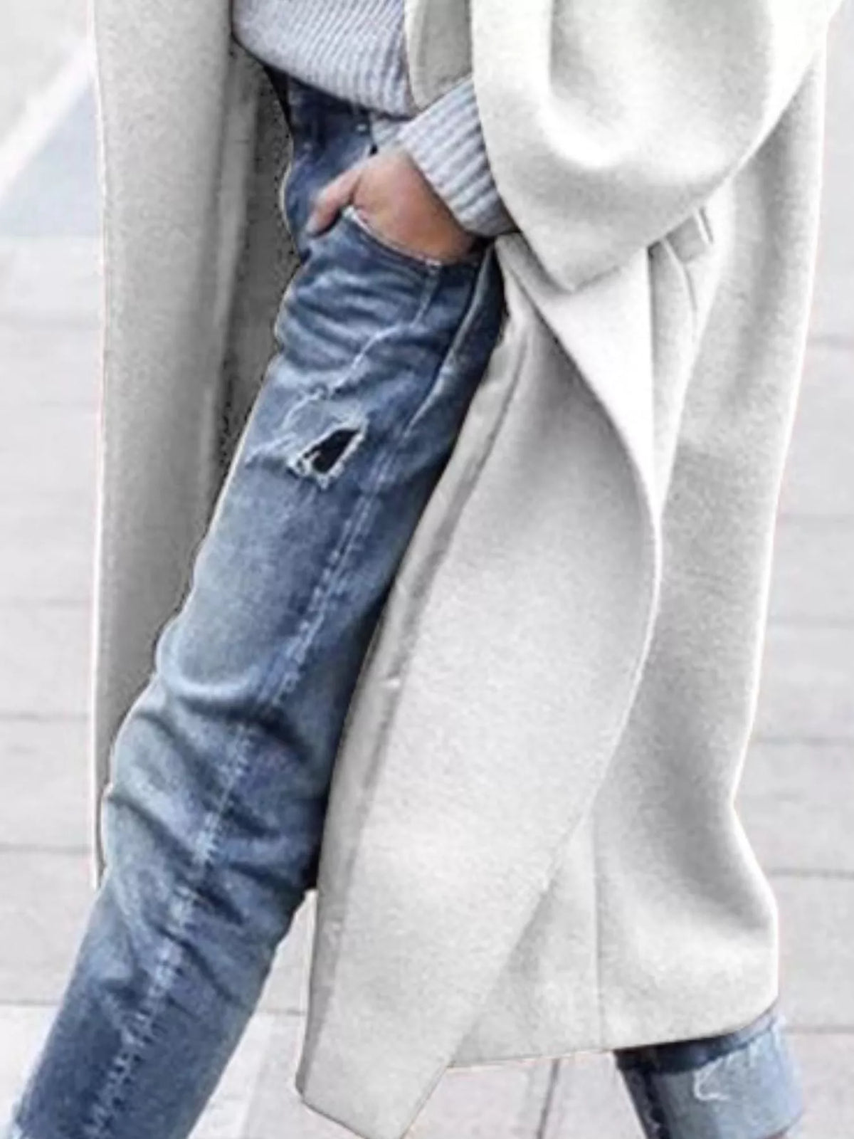 Full Size Wool Blend Longline Overcoat Plus Size