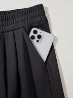 Tied Elastic High Waist Pleated Detail Solid Sweatpants