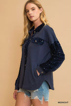 Umgee Sequined French Terry Jacket