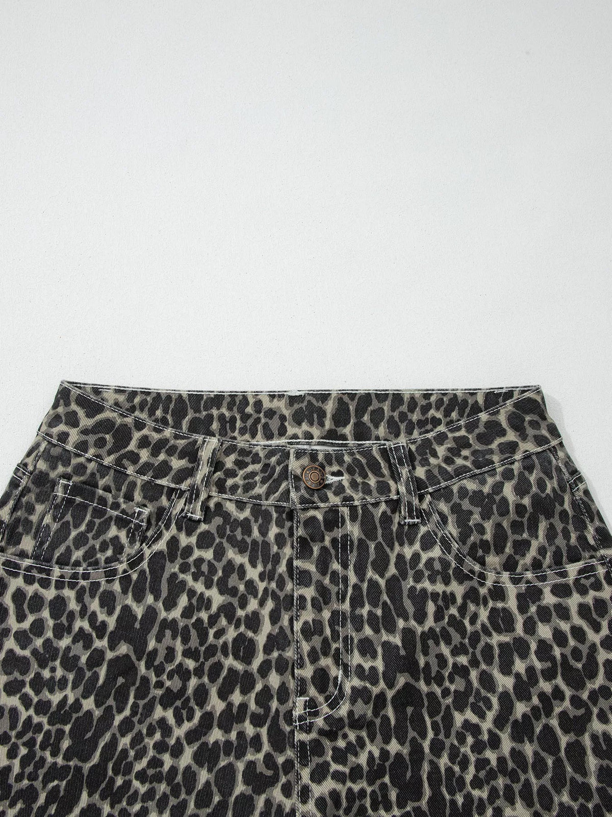 Leopard Print High Waist Barrel Jeans