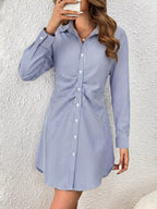 Striped Button-Up Shirt Dress