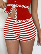 Striped High Waist Knit Shorts