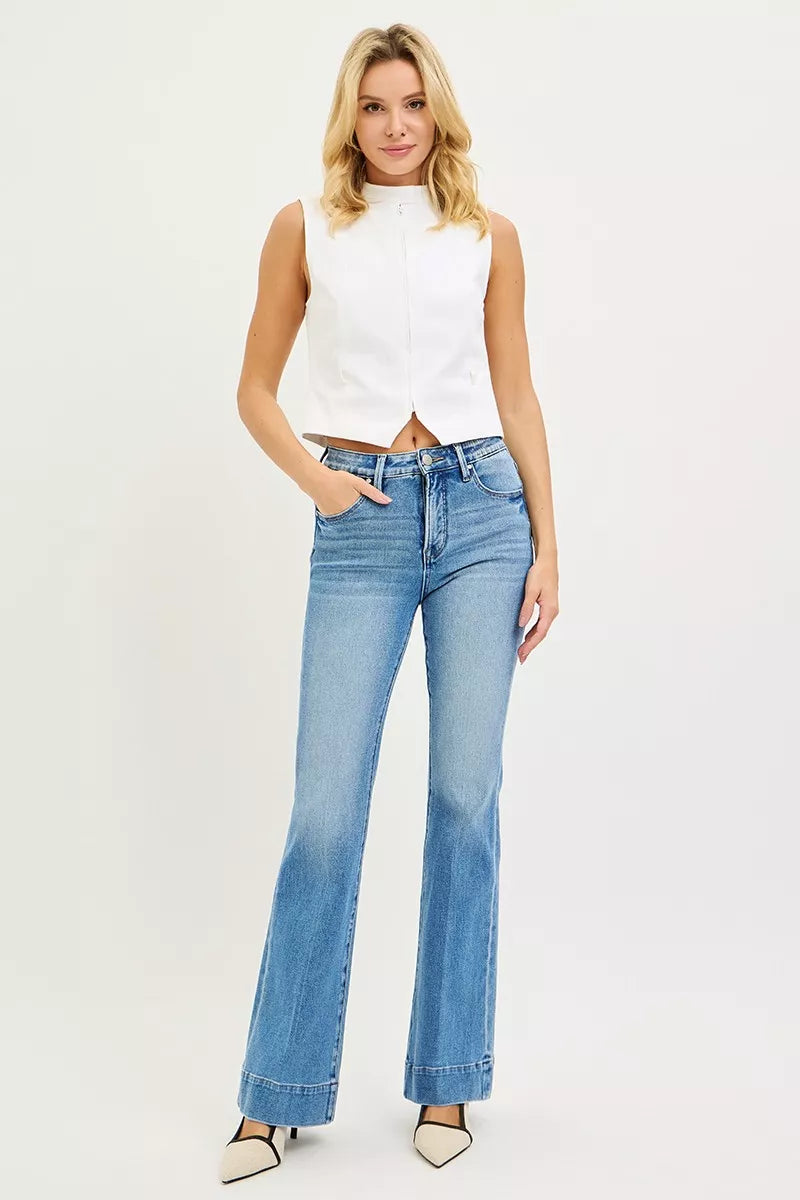 RISEN Tummy Control 4 Way Stretch Mid Rise Flare Jeans