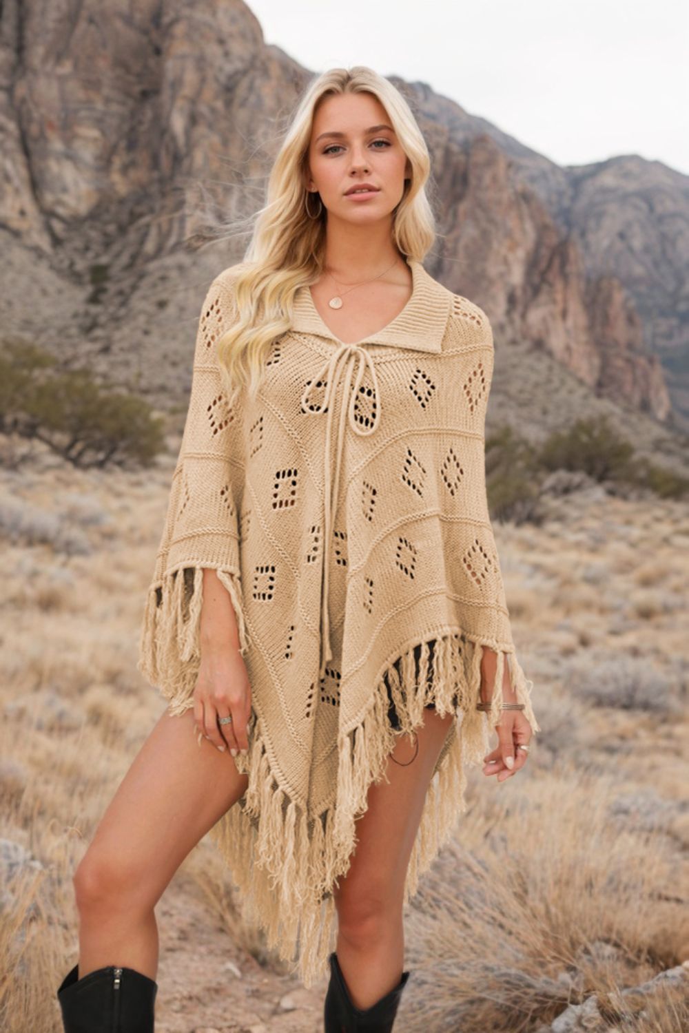 Tassel Hem Knit Cover Up