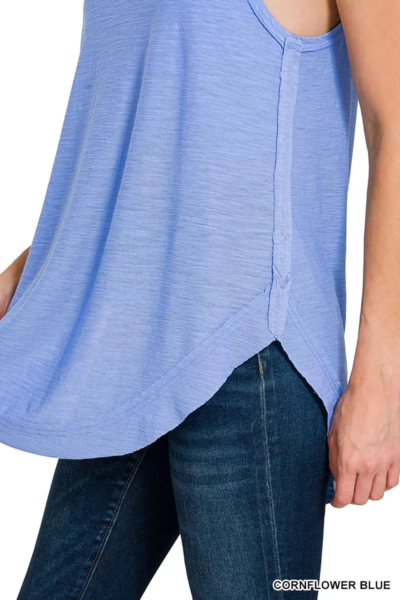 Zenana Curved Hem Slub Tunic Tank