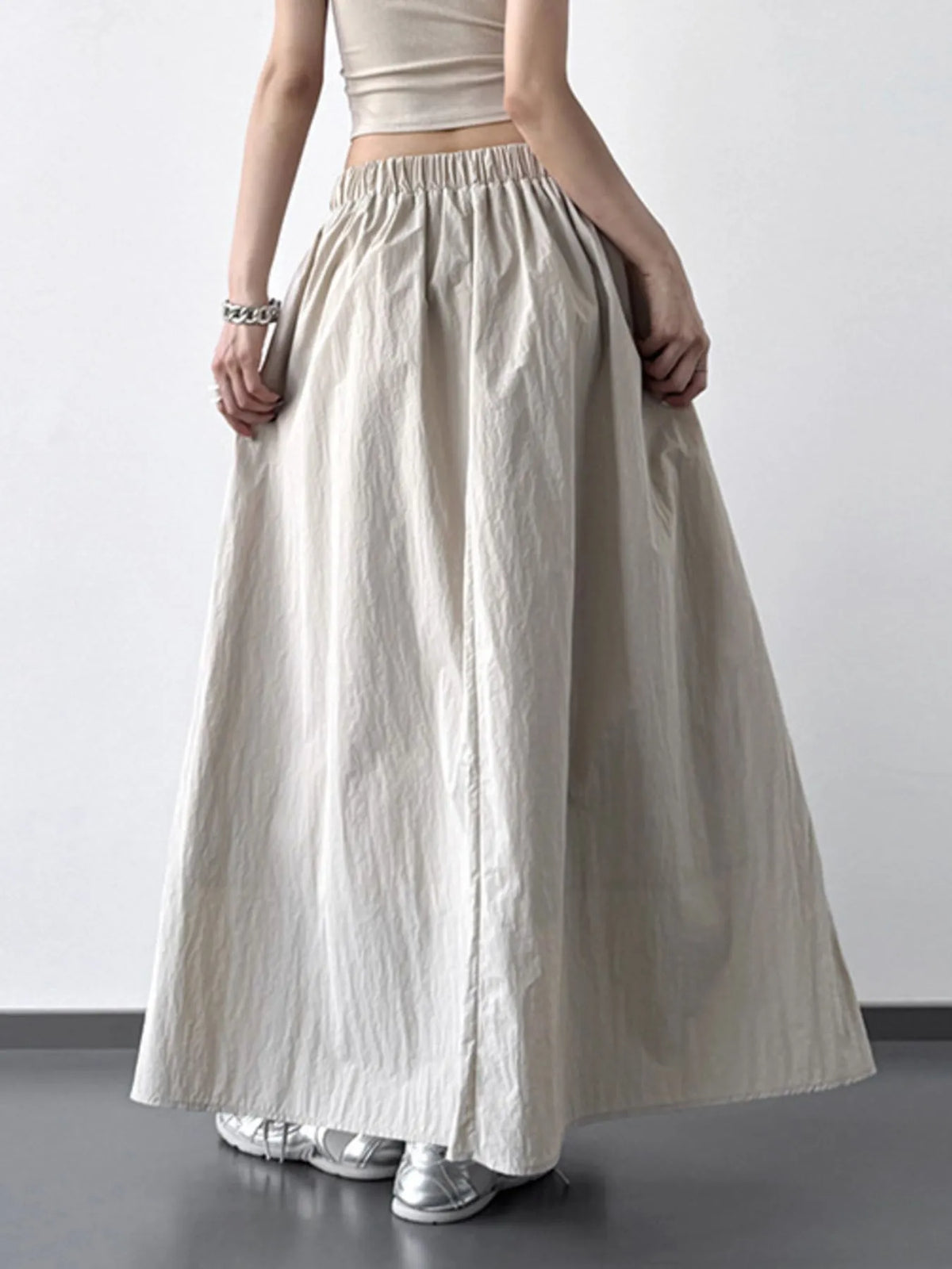 Pleated Linen Maxi Skirt