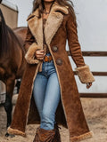 Full Size Vintage Faux Fur Trim Longline Coat Plus Size