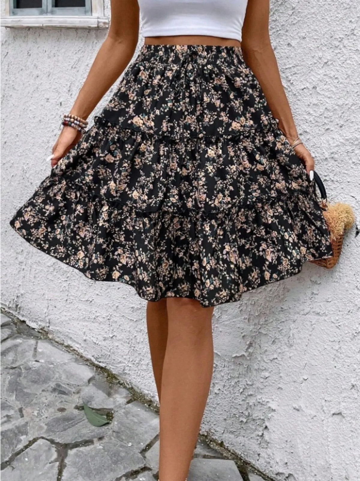 Floral Print Midi Skirt