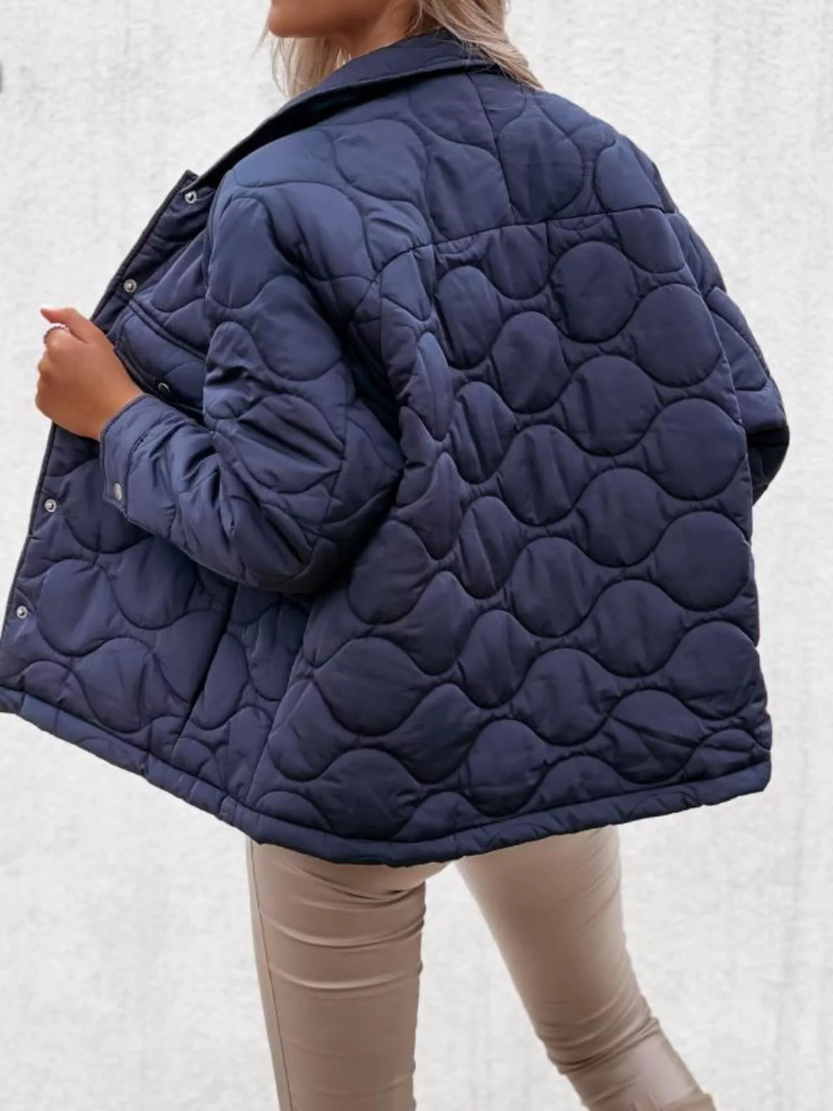 Quilted Snap-Down Casual Jacket