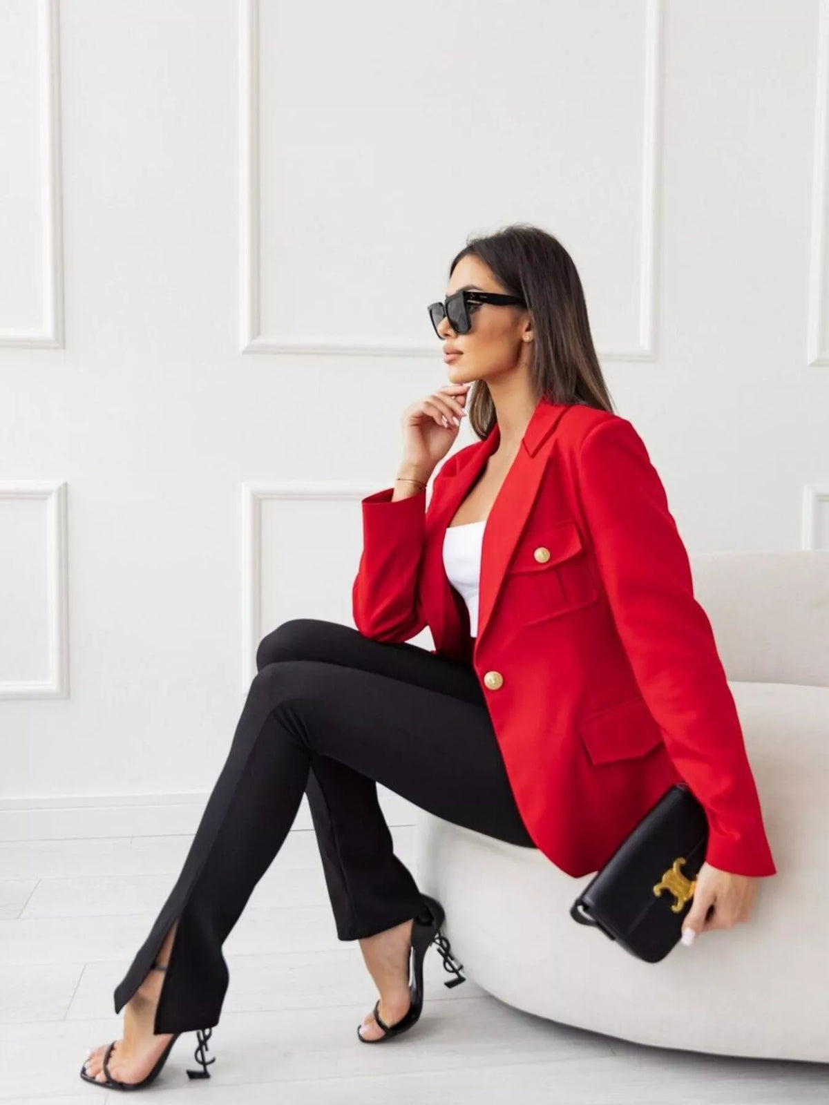 Lapel Collar One Button Blazer
