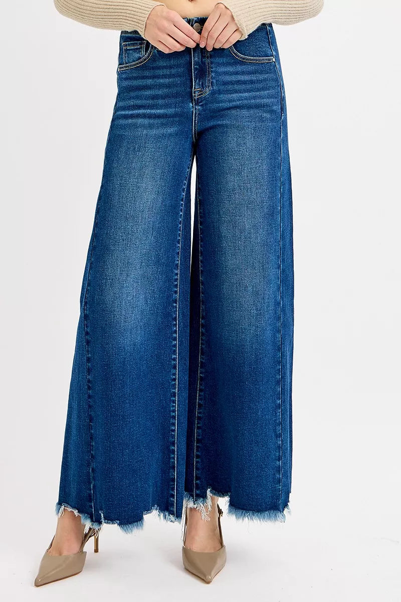 RISEN Full Size High Rise Ankle Wide Jeans Plus Size