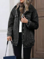 Washed Button Up Oversized Denim Jacket