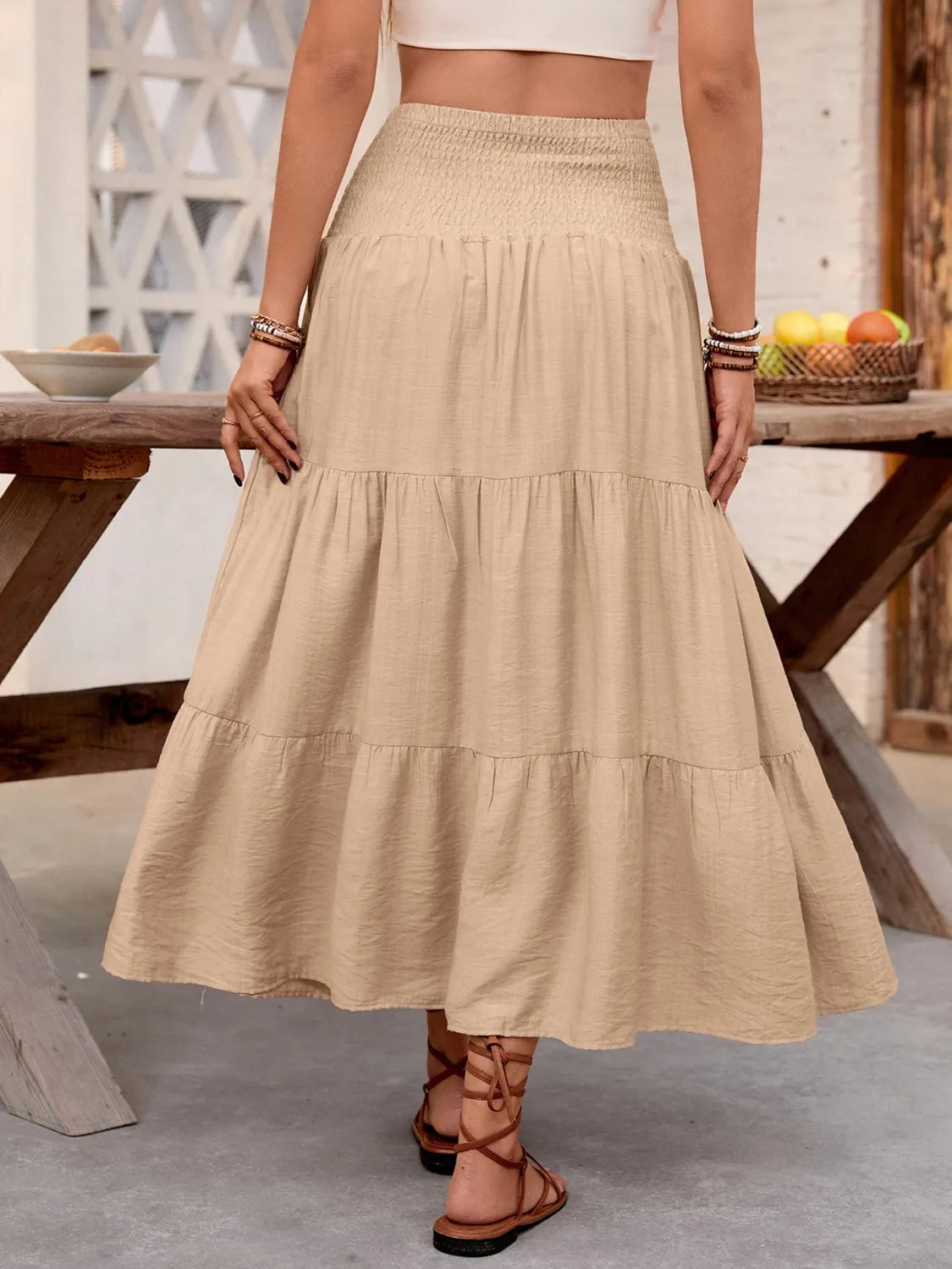 Smocked Tiered Skirt