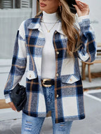 Plaid Button-Up Long Sleeve Shacket