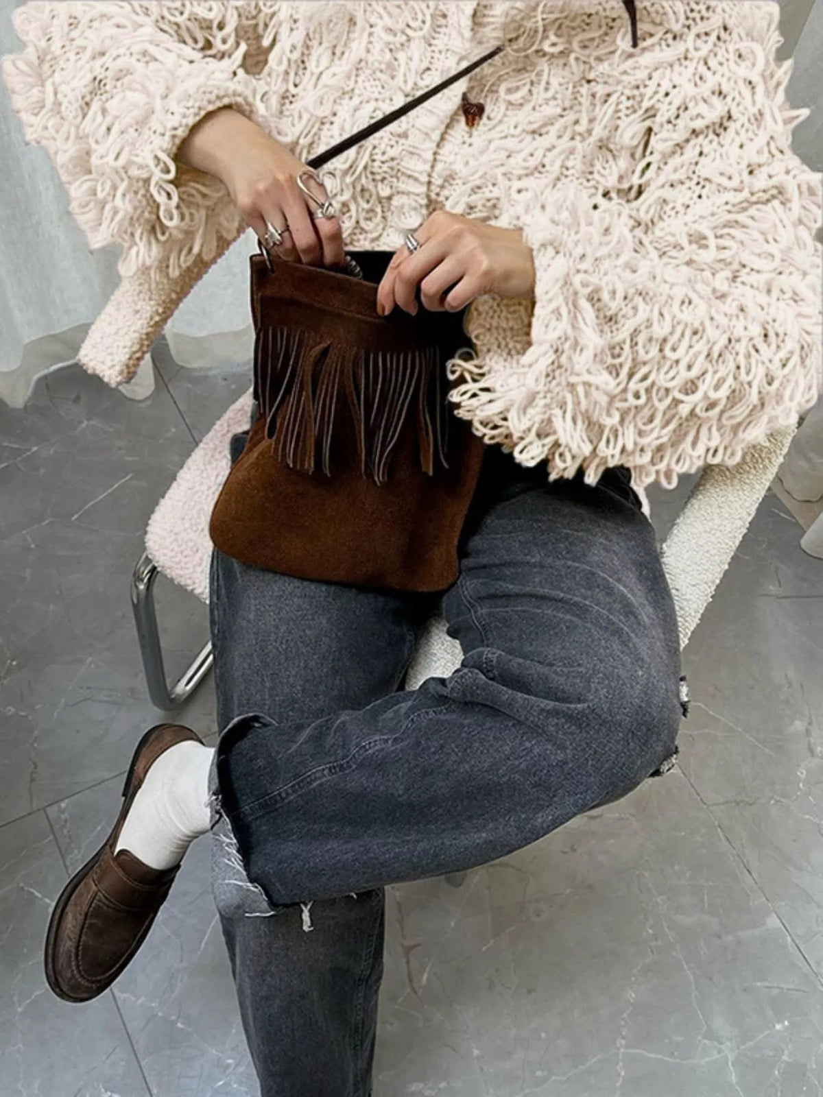 Fringe Button Up Cardigan