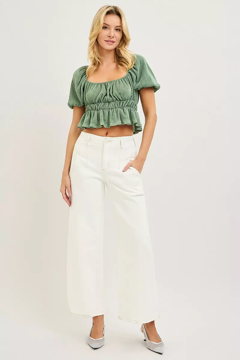 RISEN High Rise Ankle Wide Pants