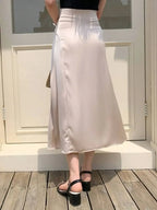 Asymmetric Wrap Midi Skirt with Fluted Hem