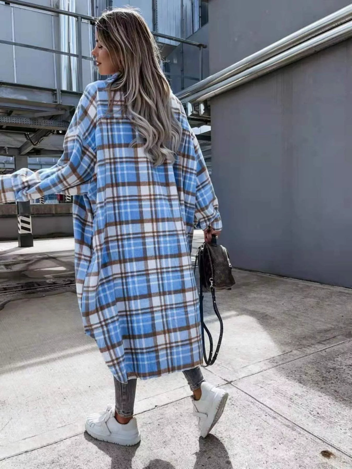 Plaid Button Up Longline Shacket
