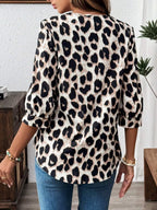 Leopard Print 3/4 Sleeve Blouse