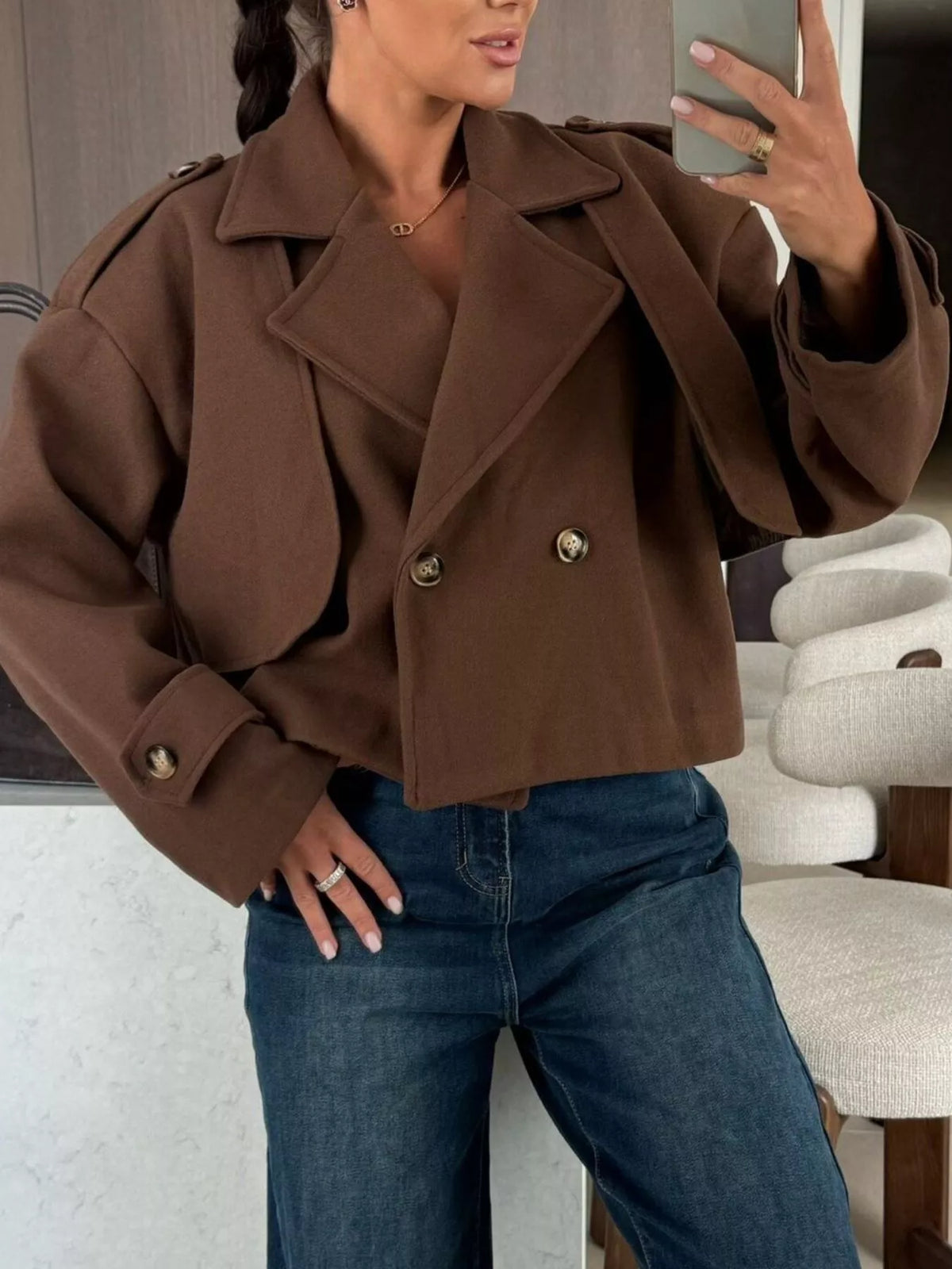 Double-Breasted Cropped Outerwear