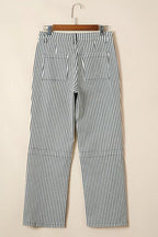 Stripe Patch Pocket High Waist Shift Denim Jeans
