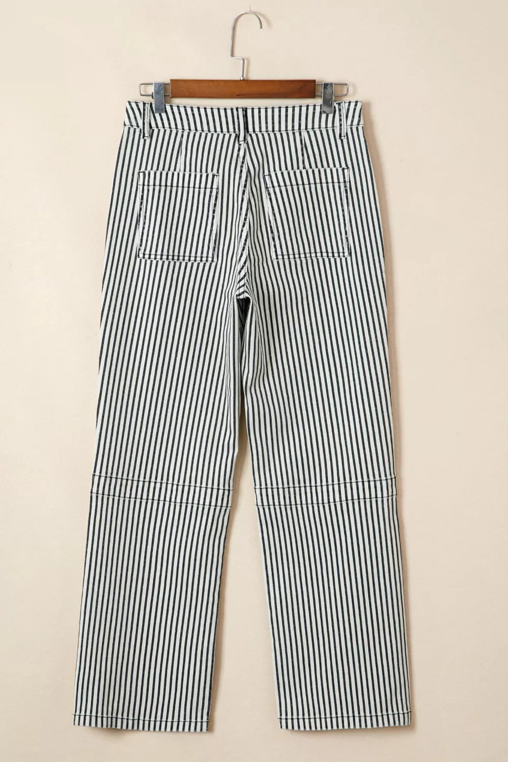Stripe Patch Pocket High Waist Shift Denim Jeans