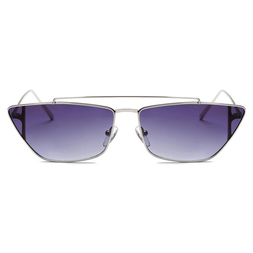 ESTEVAN | Women Metal Retro Flat Lens Rectangular Sunglasses
