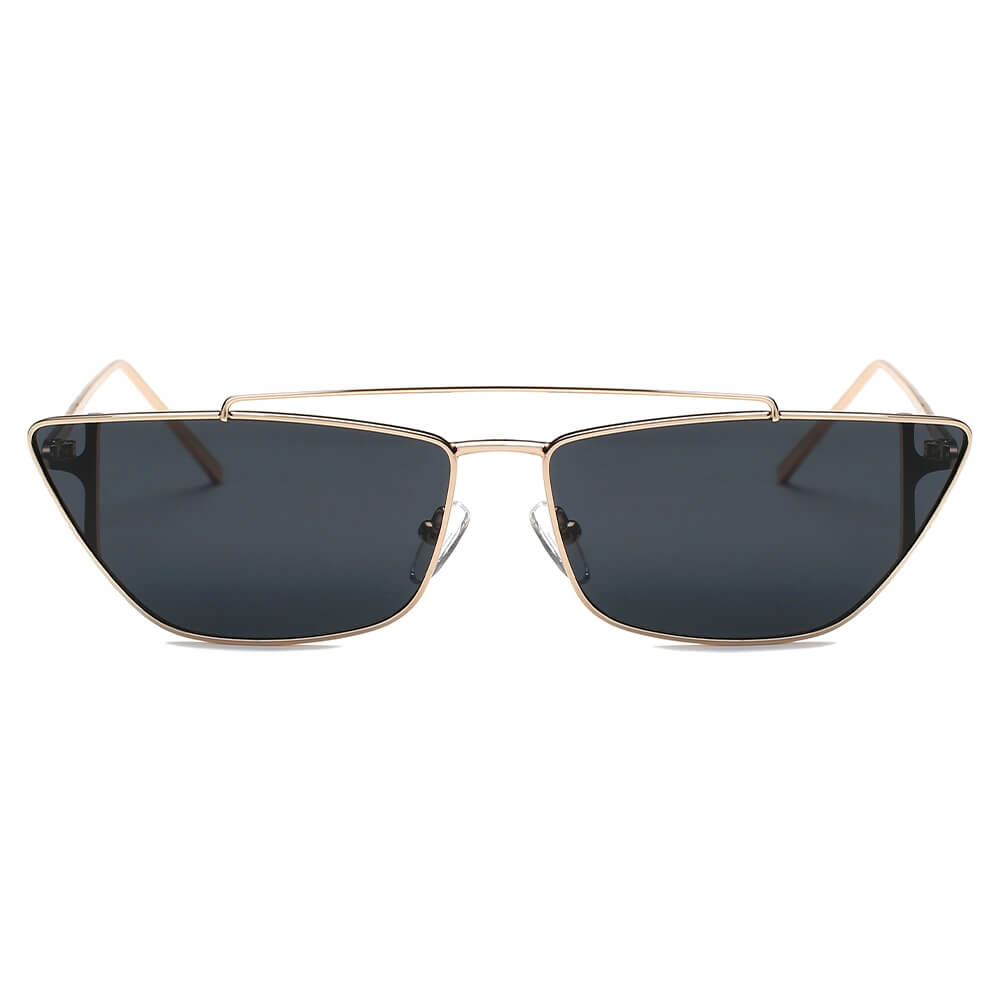 ESTEVAN | Women Metal Retro Flat Lens Rectangular Sunglasses