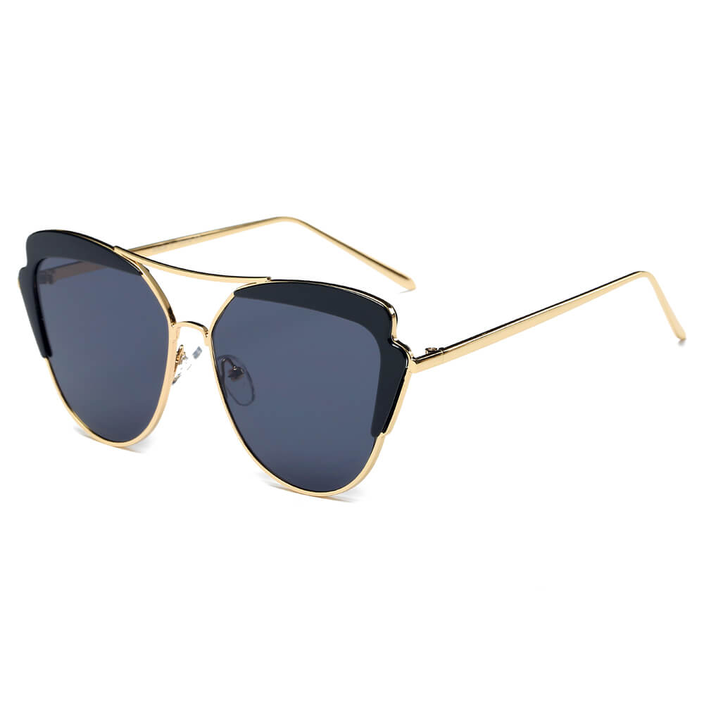 GALVESTON | Women's Brow Bar Mirrored Lens Cat Eye Sunglasses