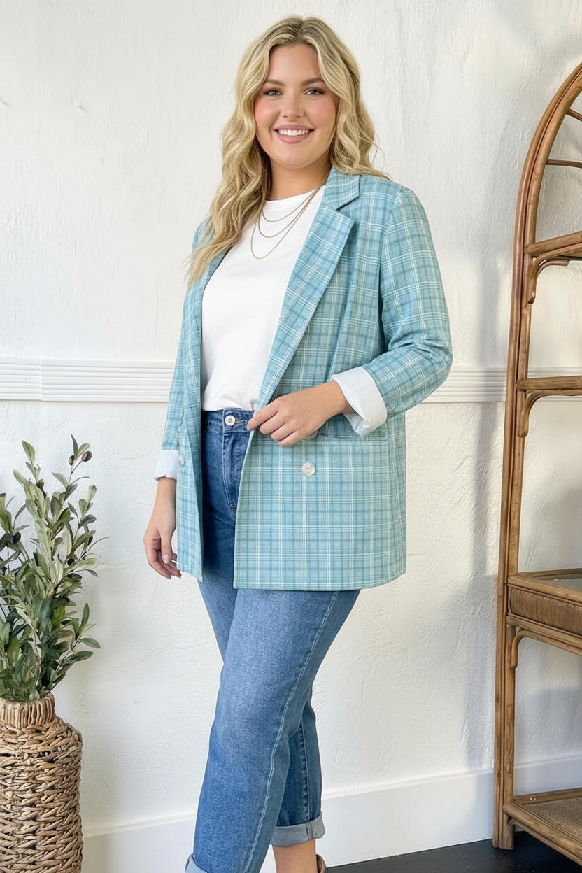 Mint To Be Plaid Blazer