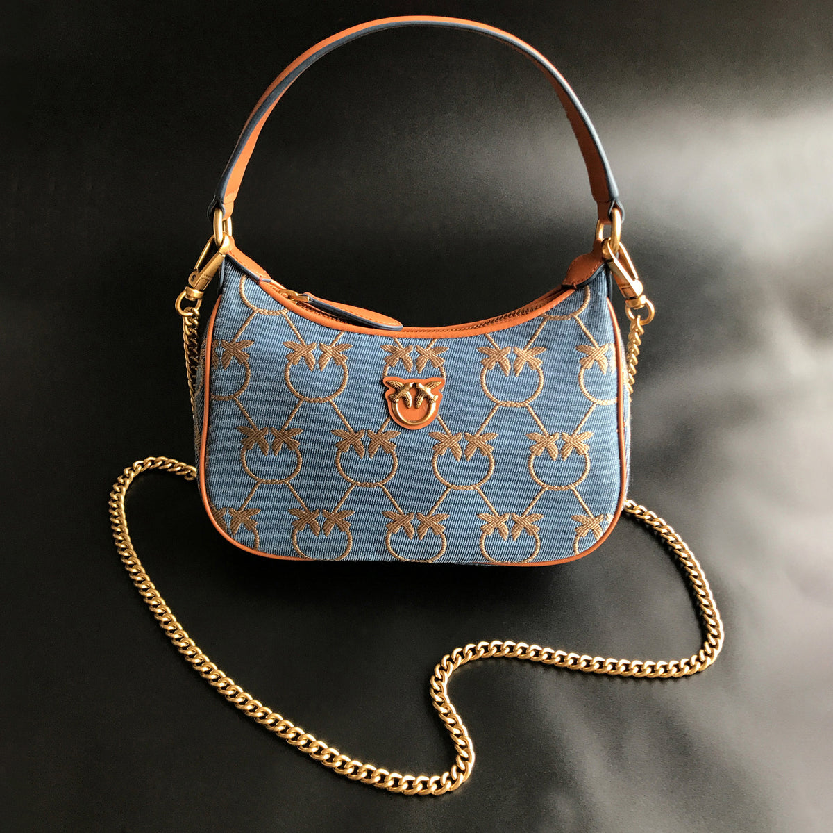 Genuine Leather Quilted Love Birds Crossbody Bag