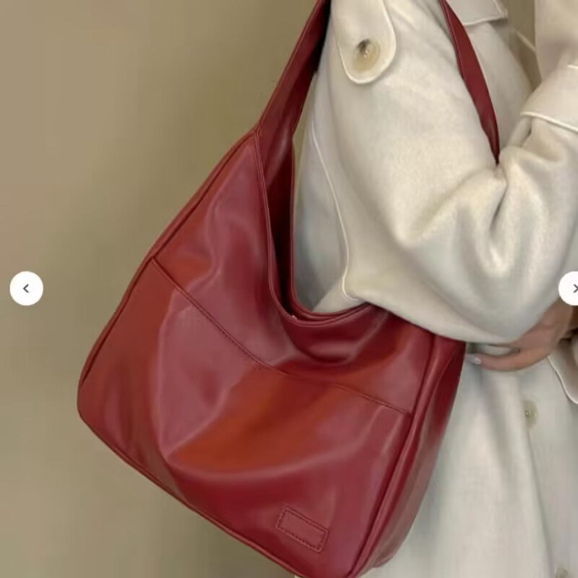 Soft Vegan Leather Large Shoulder Bag