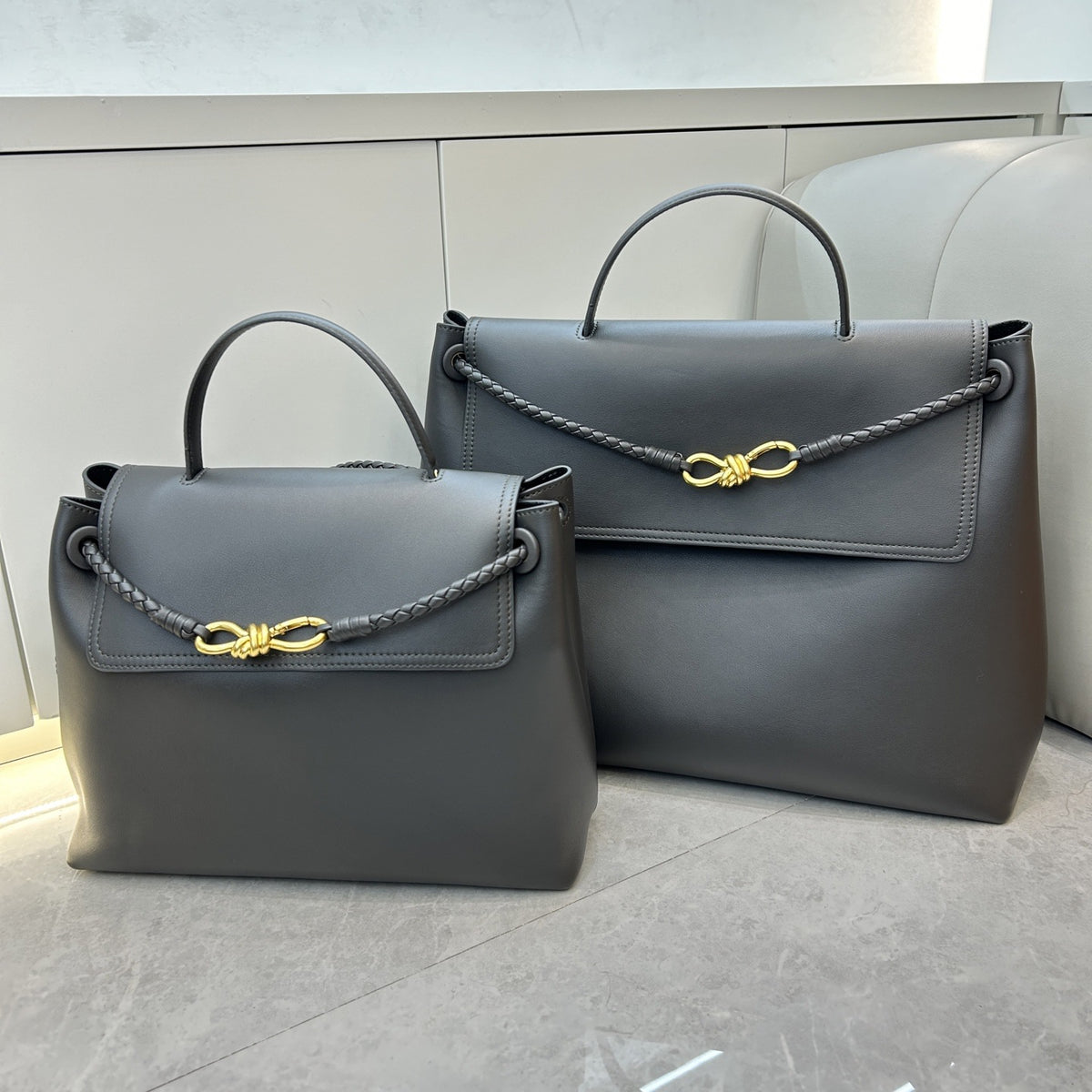 Genuine Leather Woven Tote Crossbody Bag