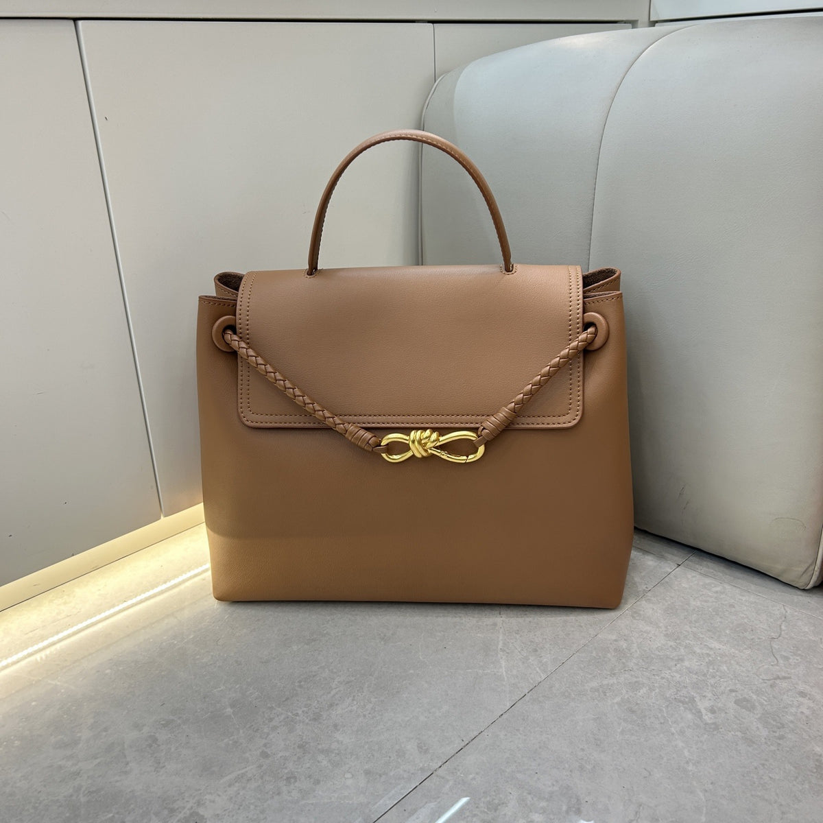 Genuine Leather Woven Tote Crossbody Bag