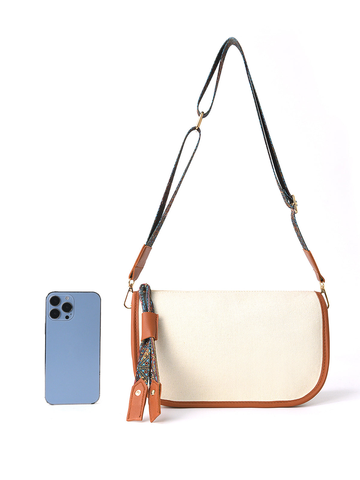 Stylish Canvas Faux Leather Shoulder Crossbody Bag