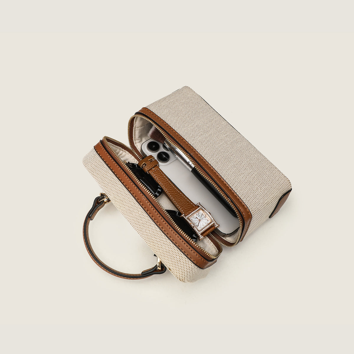 Canvas Leather Mini Box Lunch Bag