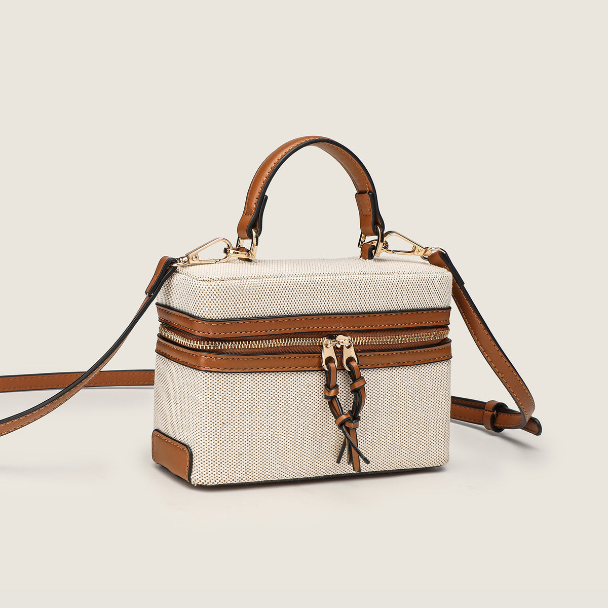 Canvas Leather Mini Box Lunch Bag