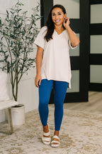 Sunday Splits High Waisted Leggings in Light Navy